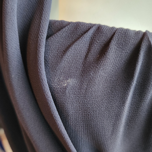 Greylin One Ruffle Shoulder Navy Short A Line Dress Side Zip Size S - Picture 4 of 4